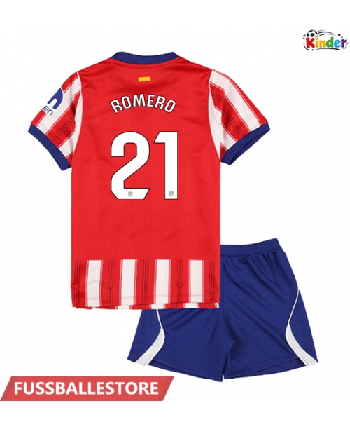 Günstige Atletico Madrid Cristian Romero #21 Heimtrikotsatz Kinder 2026-27 Kurzarm (+ Kurze Hosen)